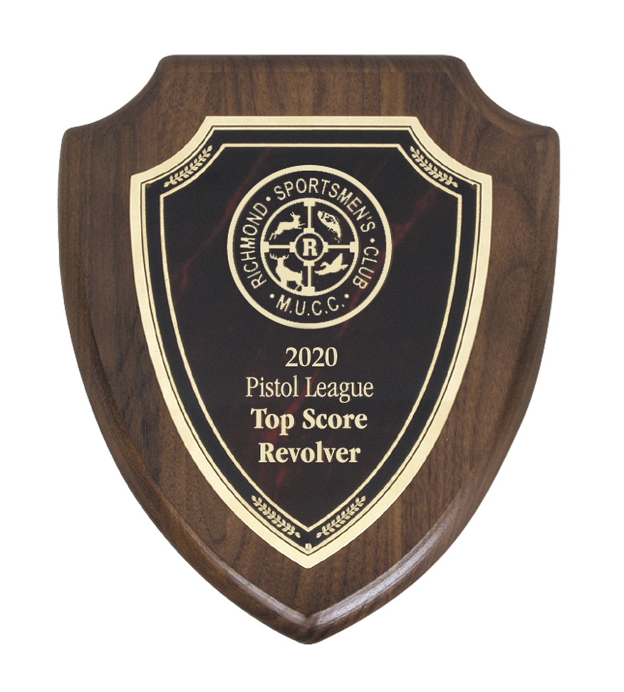 Walnut Shield Plaque with Designer Plate | Maxwell Medals & Awards